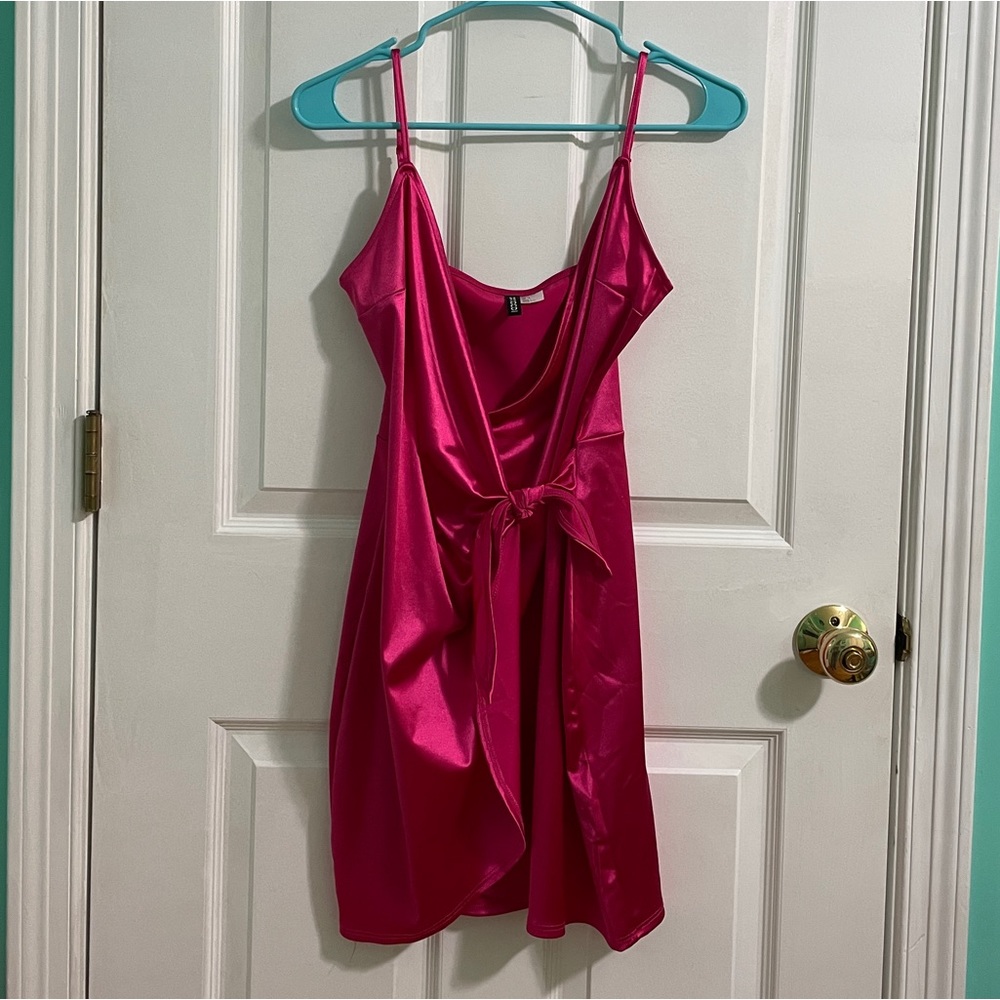 Hot Pink Satin Mini Dress